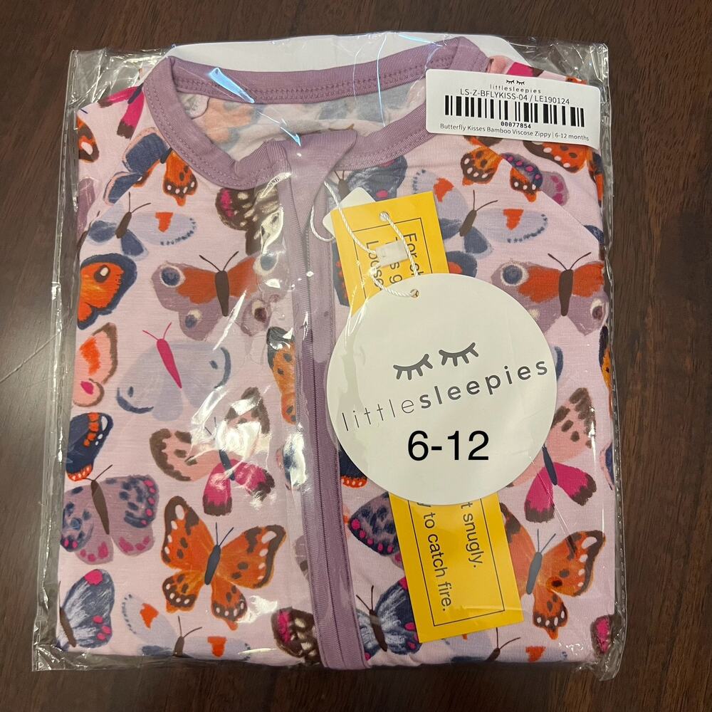 Little Sleepies Butterfly Kisses Zippy Size 6-12 Months